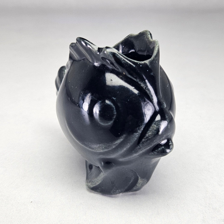 Lucia Ware 1408 Black Ceramic Fish Vase, view 2
