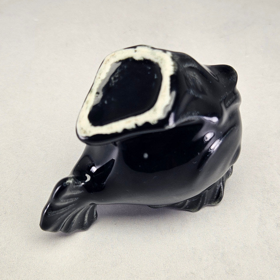 Lucia Ware 1408 Black Ceramic Fish Vase, view 5