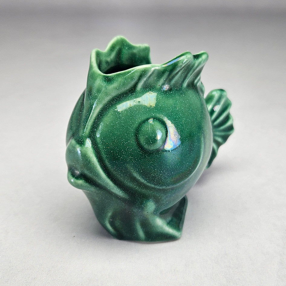 Lucia Ware 1408 Green Ceramic Fish Vase, view 1