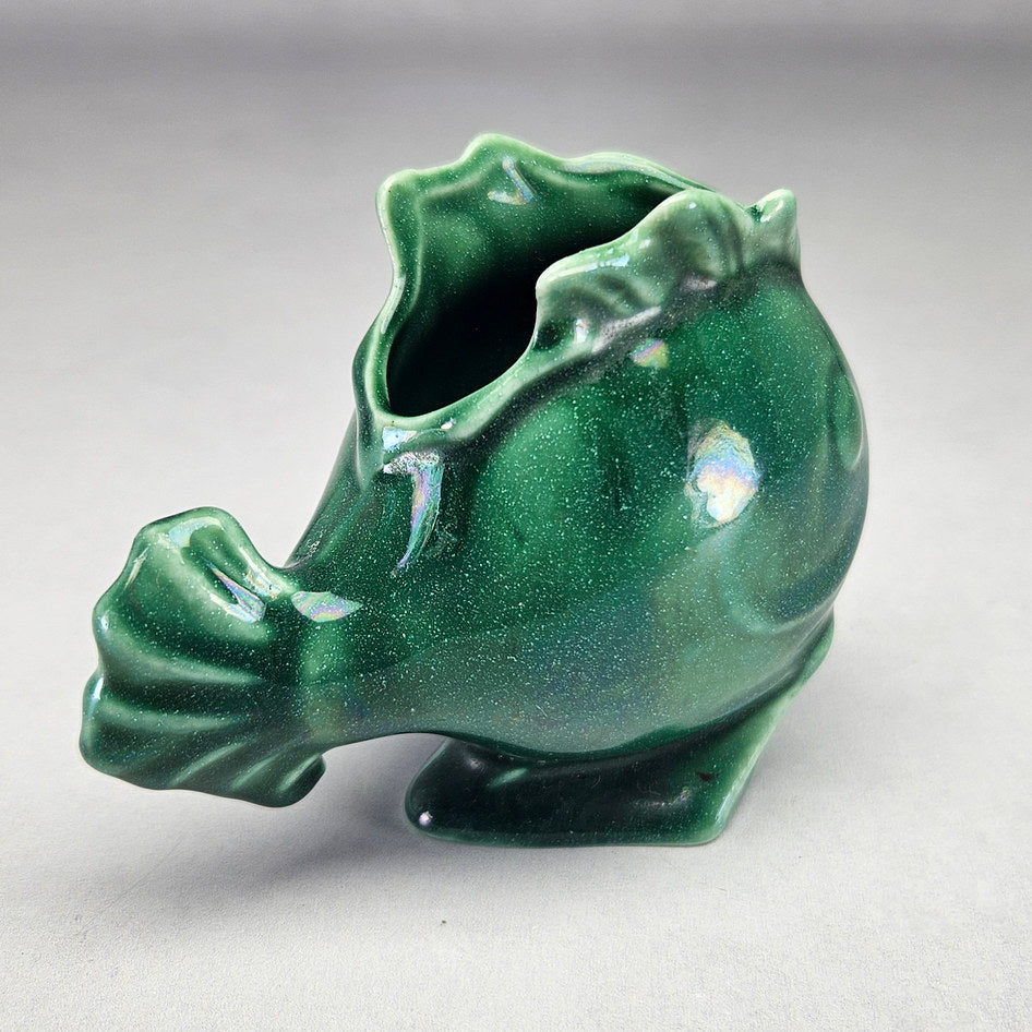Lucia Ware 1408 Green Ceramic Fish Vase, view 2