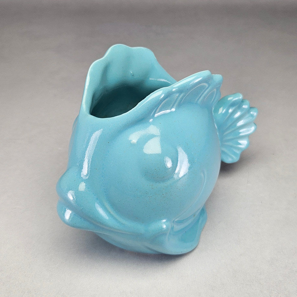 Lucia Ware 2202 Turquoise Ceramic Fish Vase, view 2