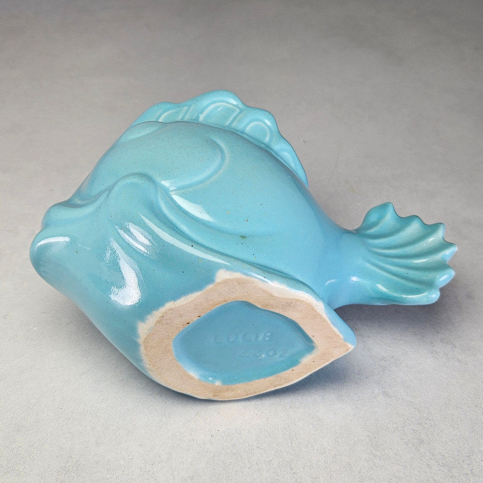 Lucia Ware 2202 Turquoise Ceramic Fish Vase, view 5
