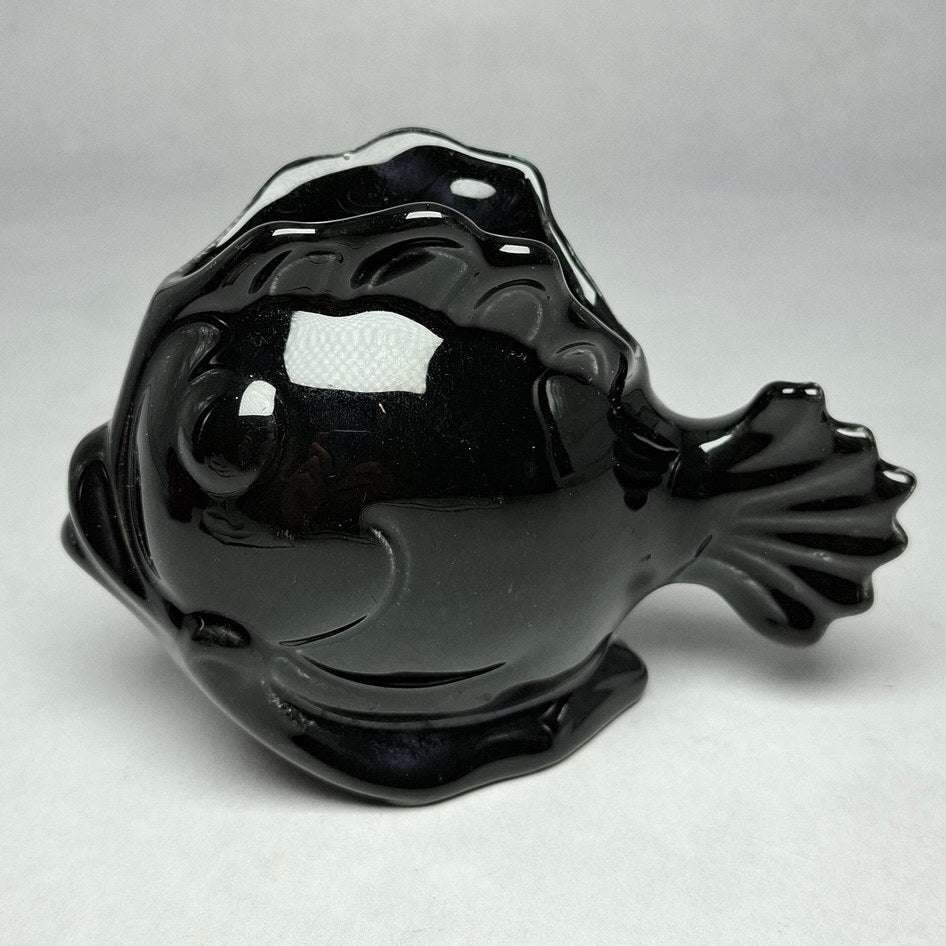 Lucia Ware Black Ceramic Fish Planter Vase 2202