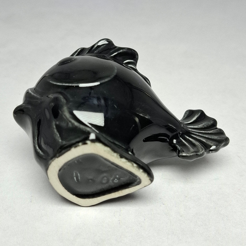 Lucia Ware Black Ceramic Fish Planter Vase IH08