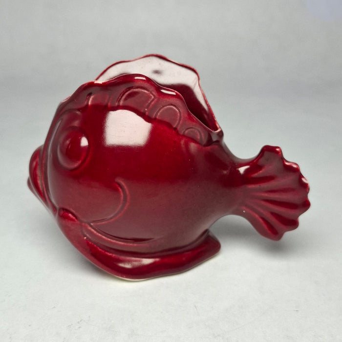 Lucia Ware Burgundy Red Ceramic Fish Planter Vase Style 2202, view 1