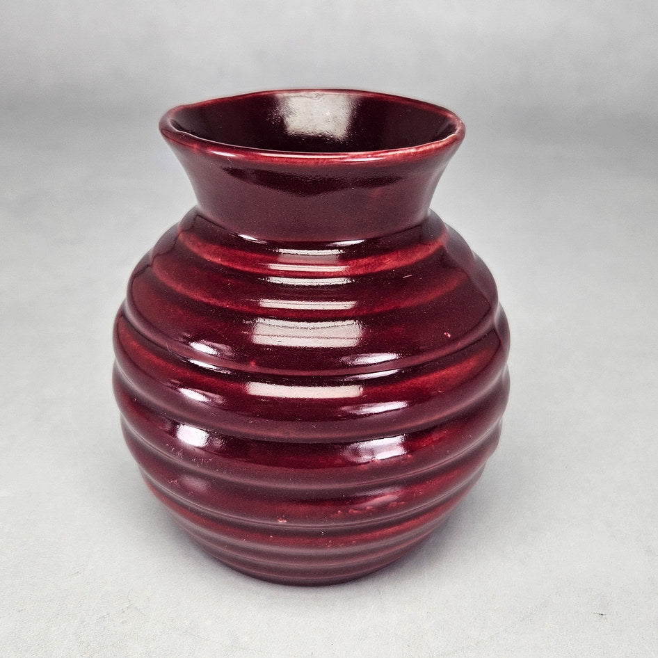 Lucia Ware burgundy ribbed ceramic beehive vase model 2011