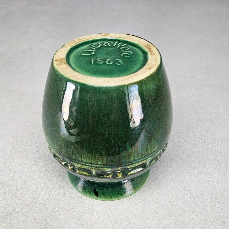 Lucia Ware green ceramic vase with raised floral band 1563
