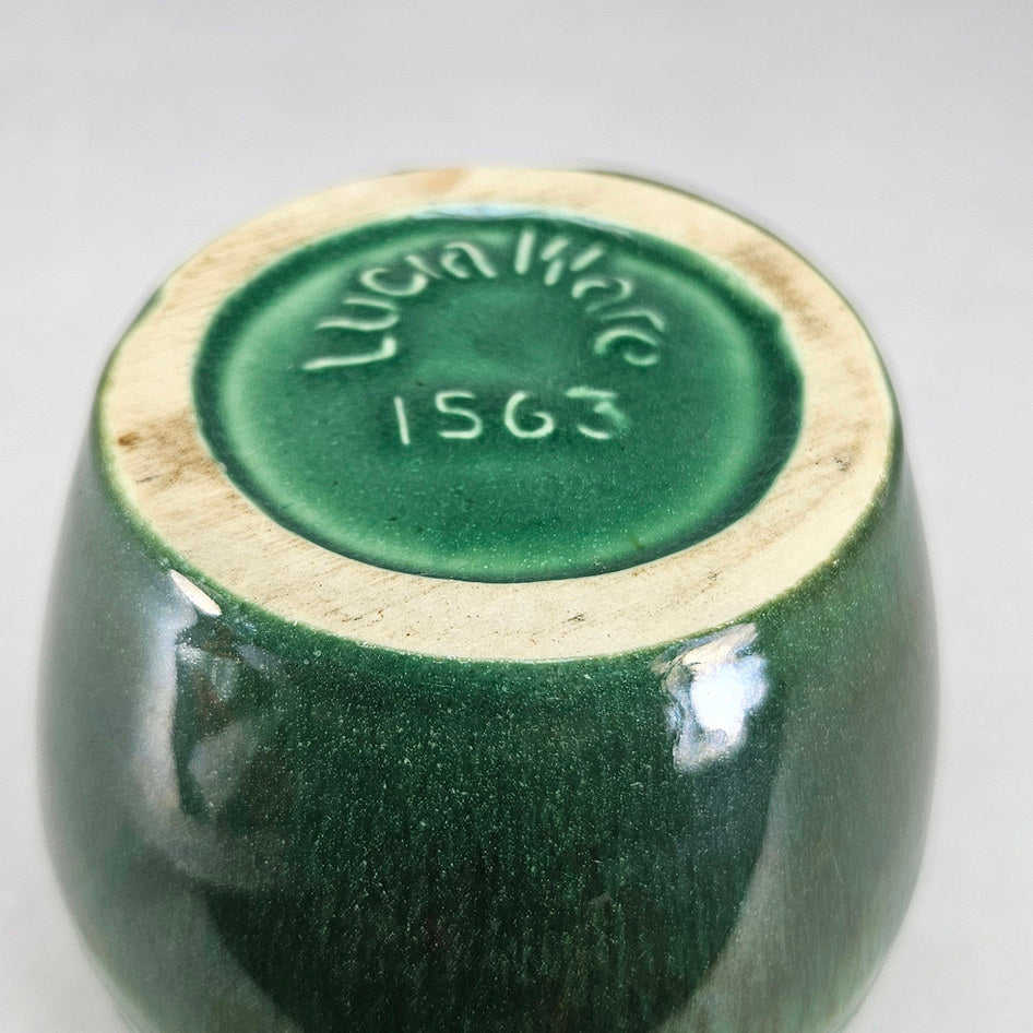 Lucia Ware green ceramic vase with raised floral band 1563