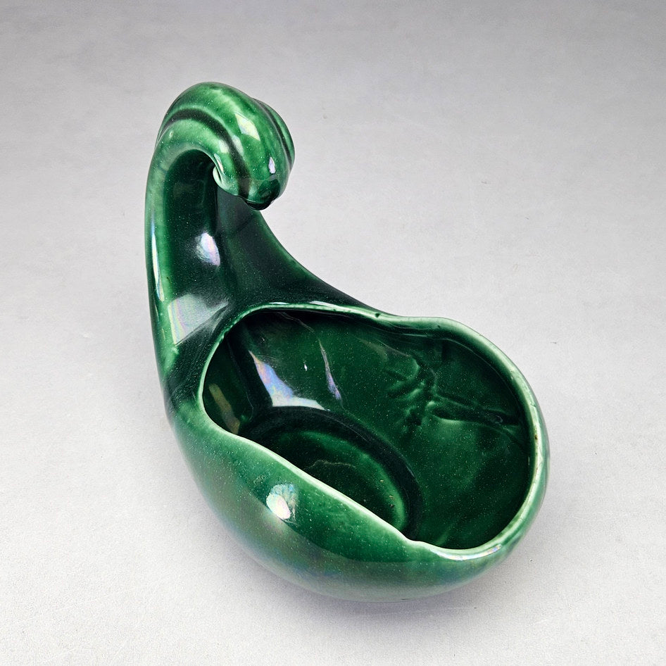 Lucia Ware green scroll planter viewed towards open bowl