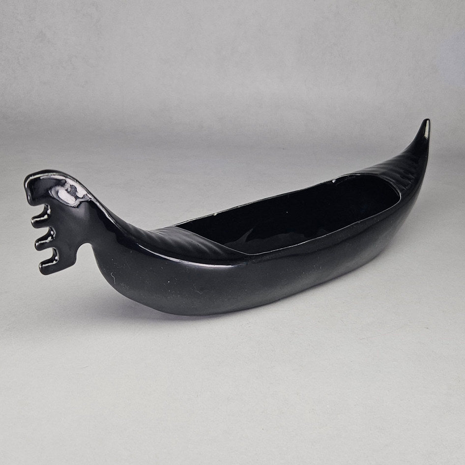 Lucia Ware Large Black Ceramic Gondola Planter Vase Style 6008