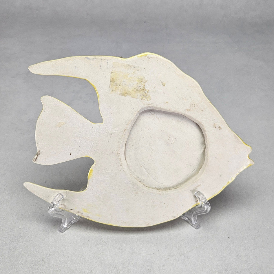 Lucia Ware yellow ceramic angelfish plaque with elongated fins 1806