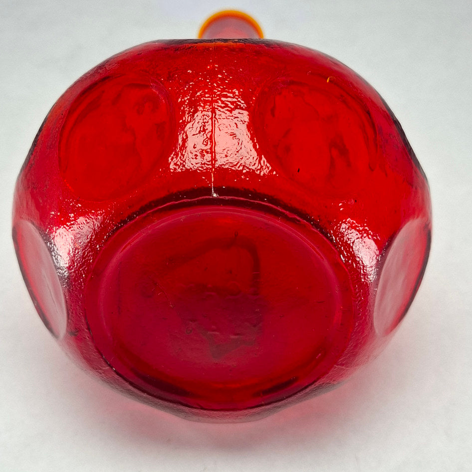 MCM Red Thumbprint Textured Glass Decanter Bottle with Stopper