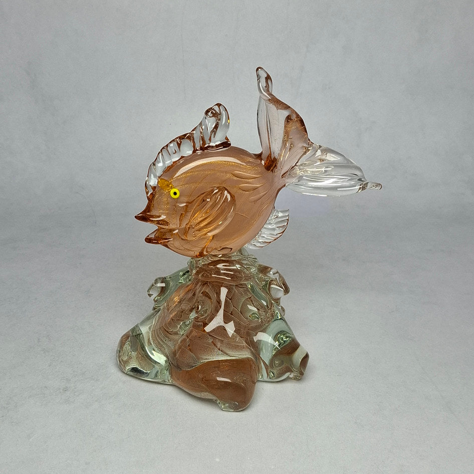 Mid-Century Murano Sommerso Art Glass Fish Sculpture Attributed to Seguso Vetri d'Arte
