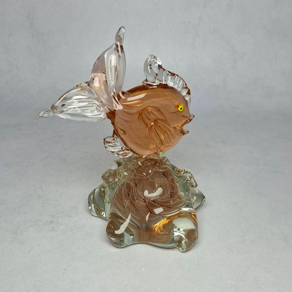 Mid-Century Murano Sommerso Art Glass Fish Sculpture Attributed to Seguso Vetri d'Arte