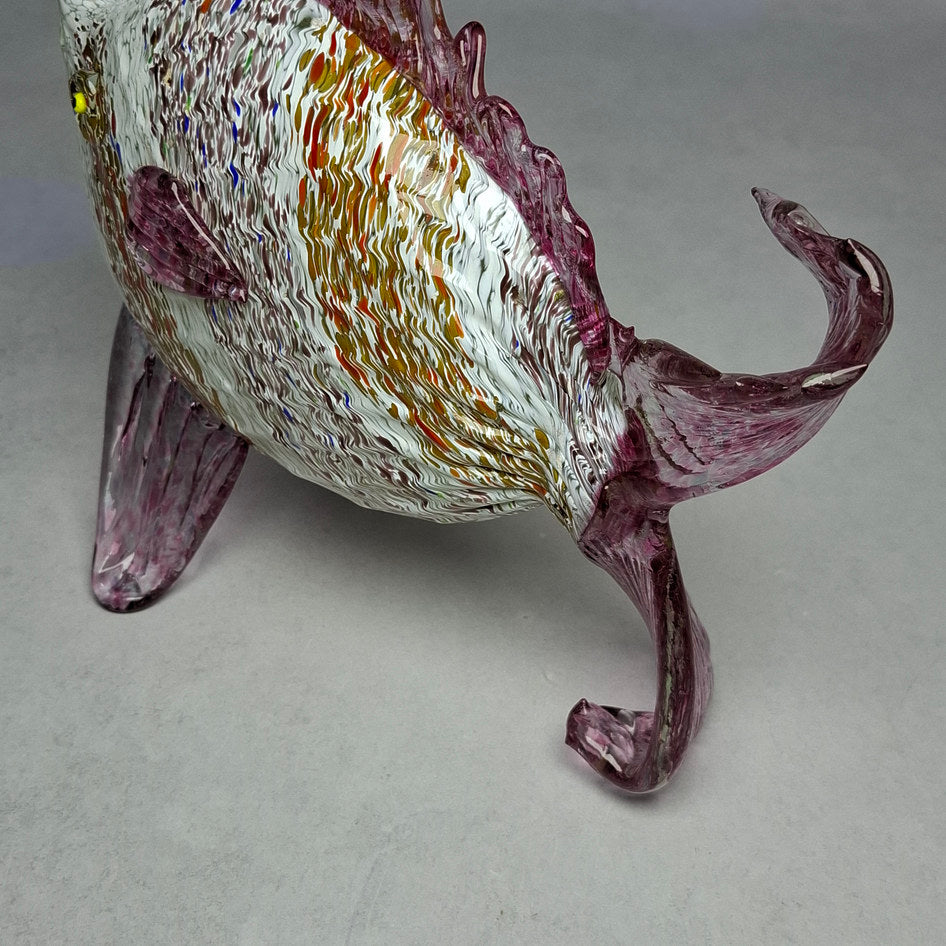 Mid-Century Striped Murano Art Glass Fish Sculpture