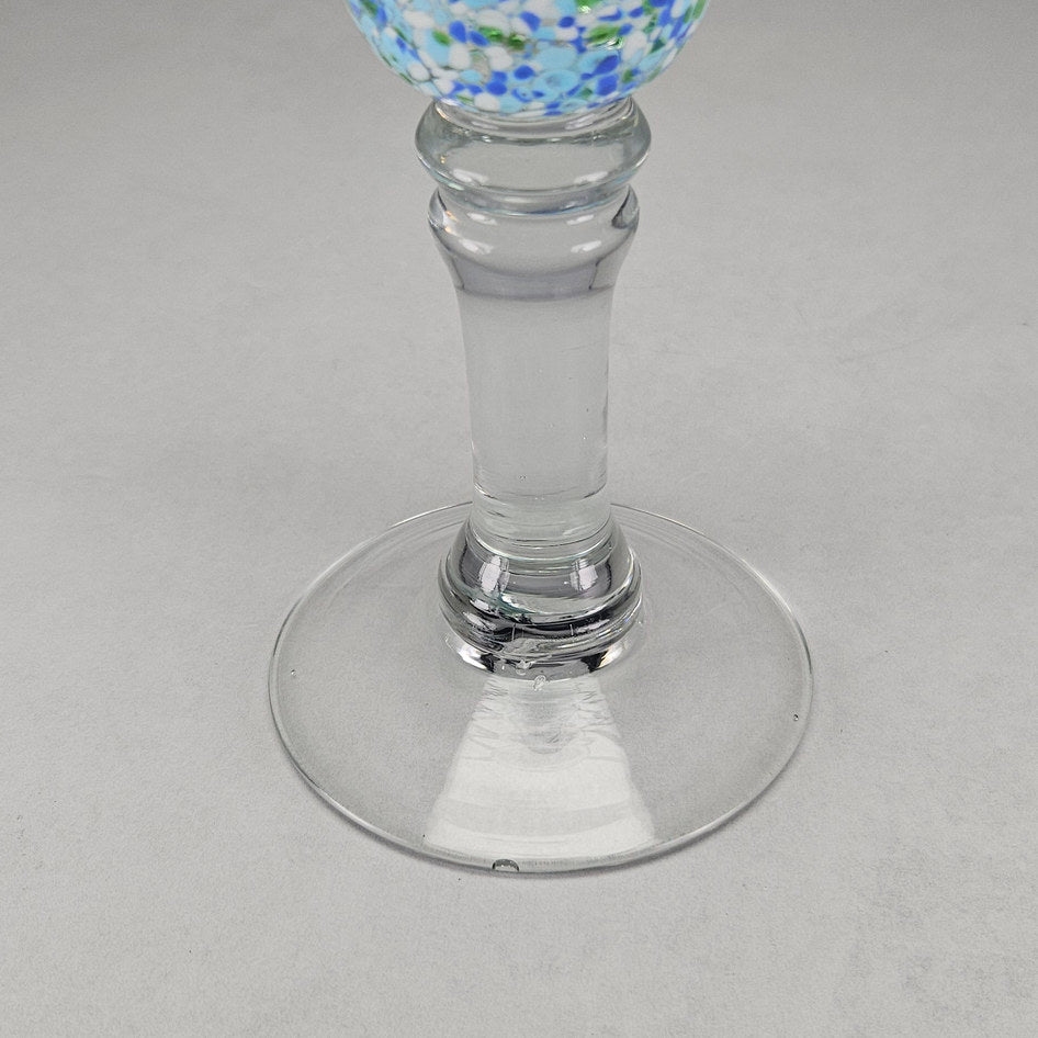 Murano-Style Blue Green Millefiori Art Glass Goblet