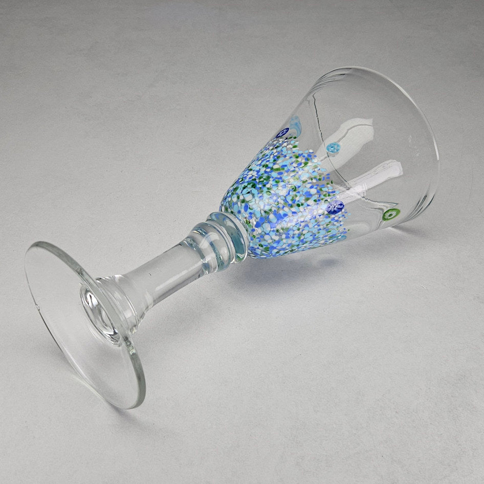 Murano-Style Blue Green Millefiori Art Glass Goblet