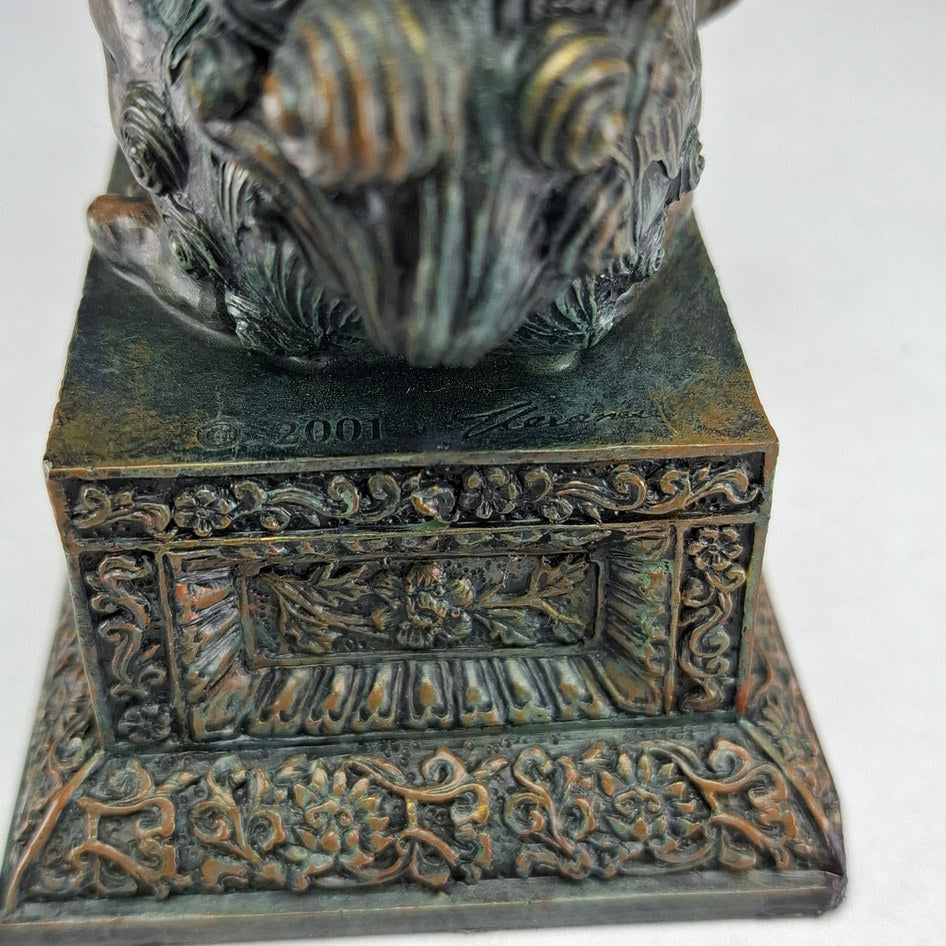 Pair of Bronze-Effect Polyresin Chinese Guardian Lions