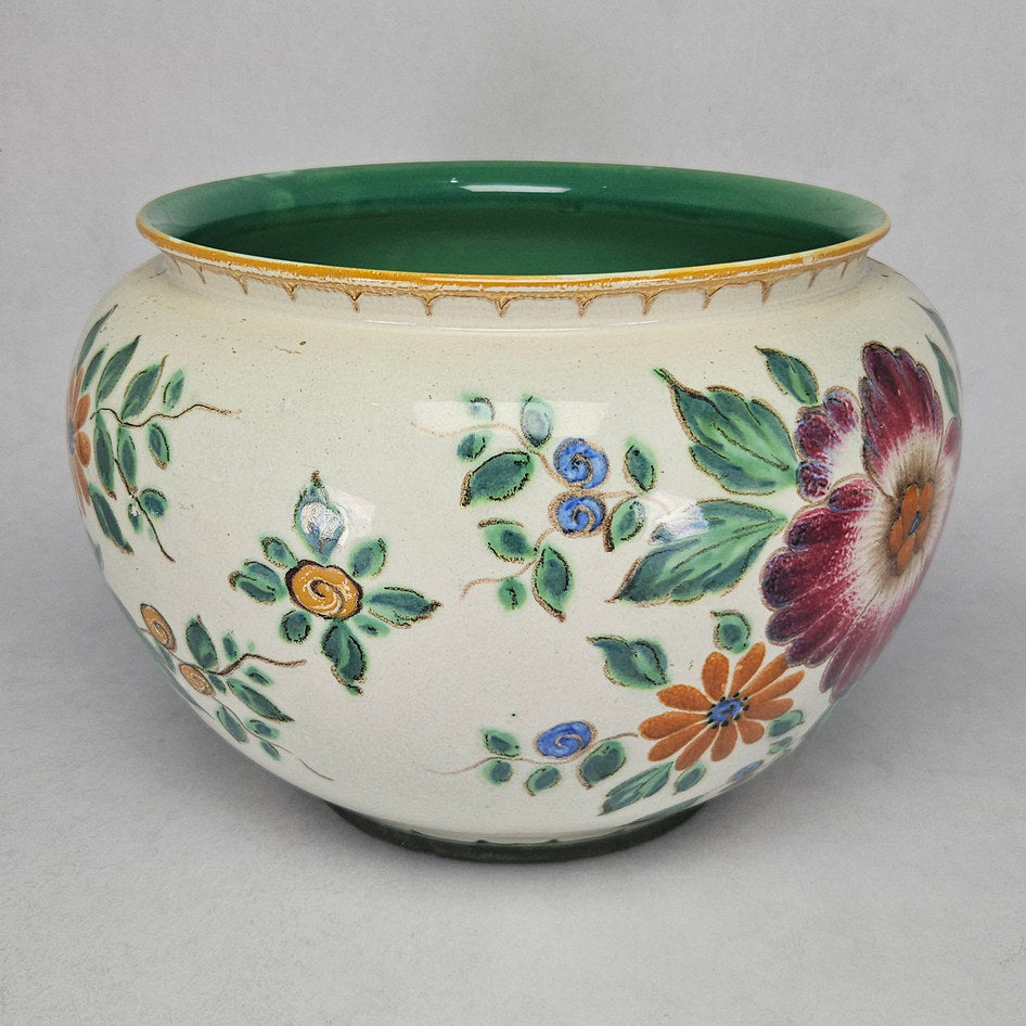 PZH Gouda Toos Hand-Painted Floral Ceramic Cachepot