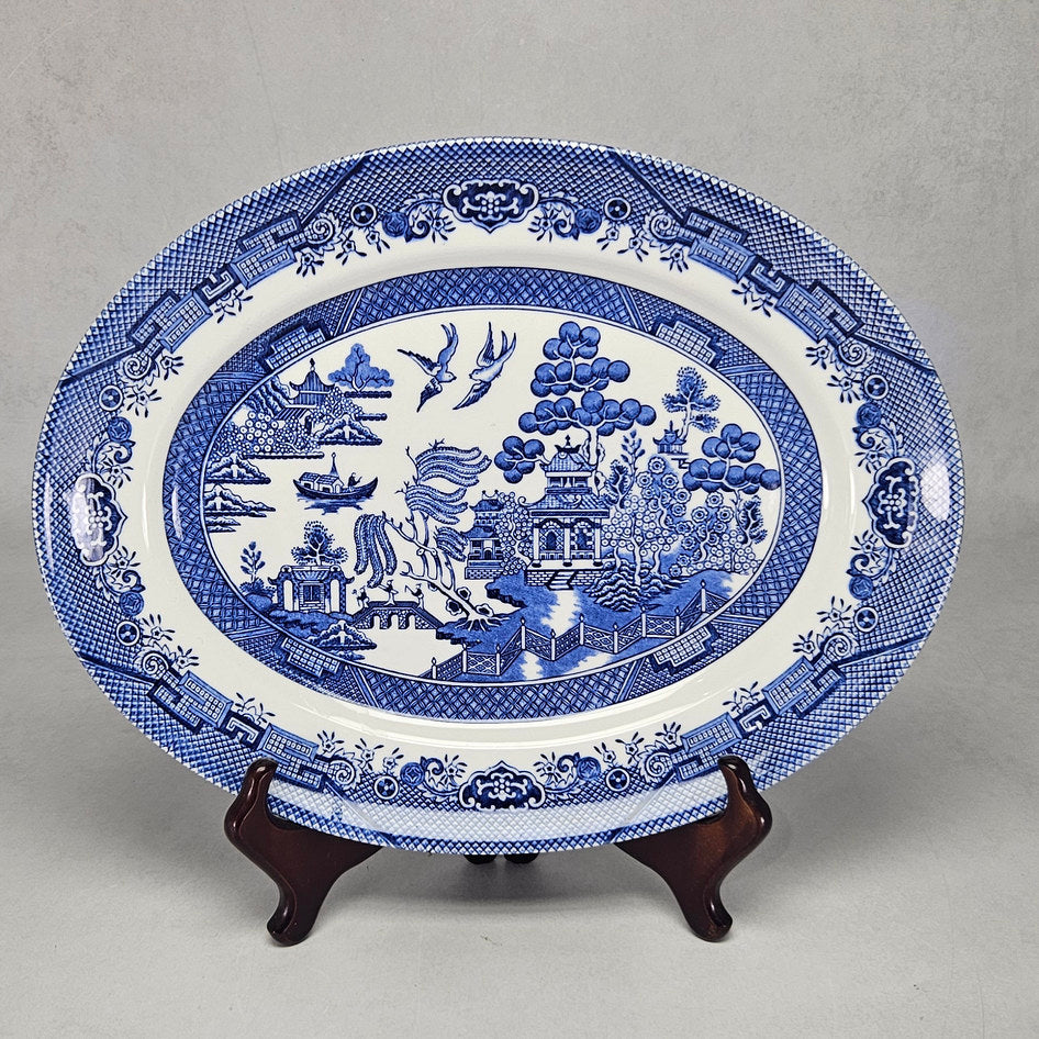 Queen’s by Churchill Blue Willow Oval Serving Platter, view 1