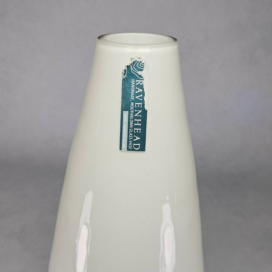 Ravenhead White Mouth-Blown Glass Vase with Black Trailing Lines