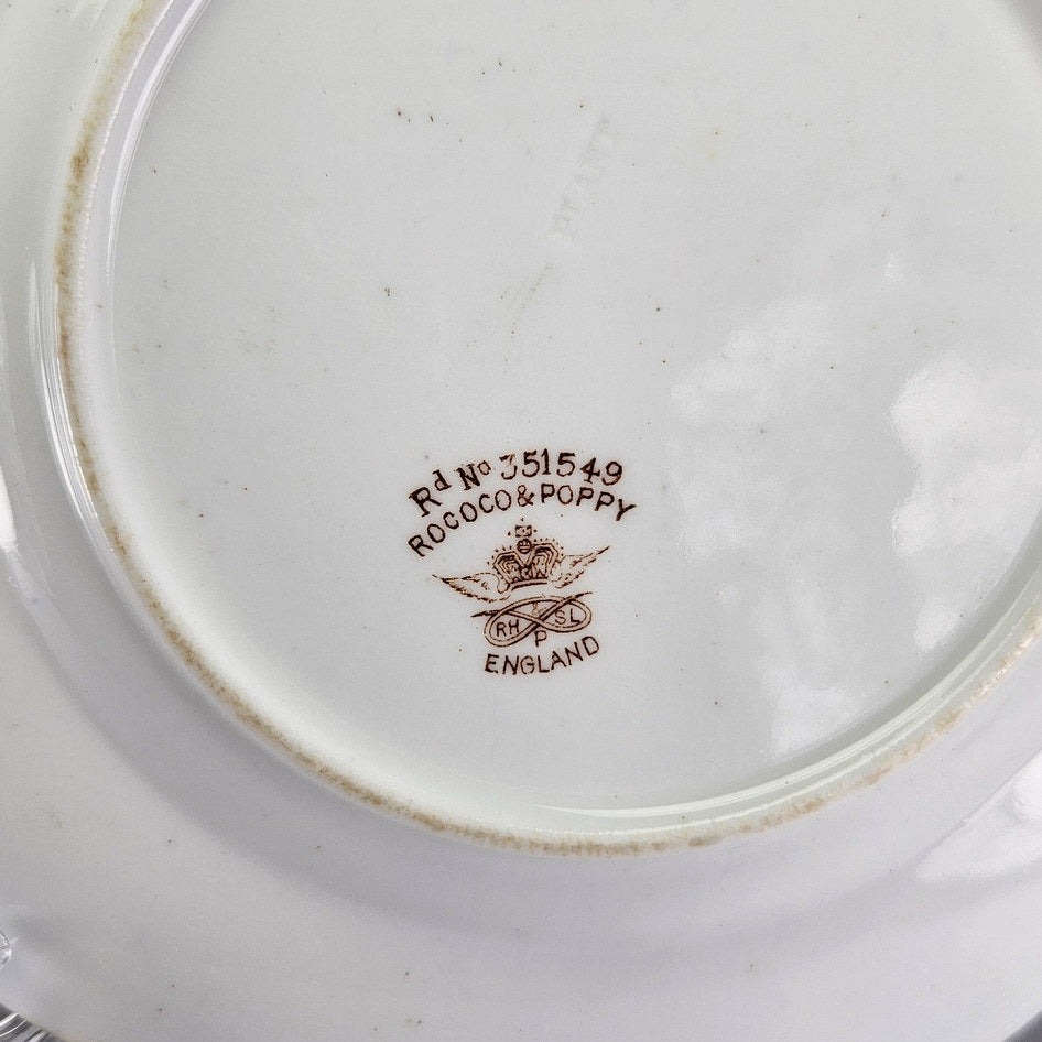 Underside of Plant plate with Rococo and Poppy mark