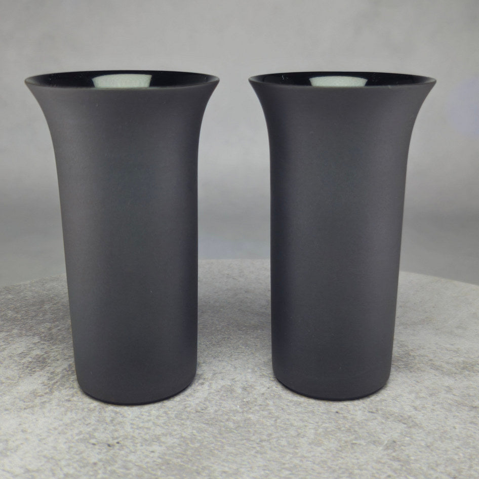 Rosenthal Porcelain Noire Pair of Matte Black Cylindrical Vases