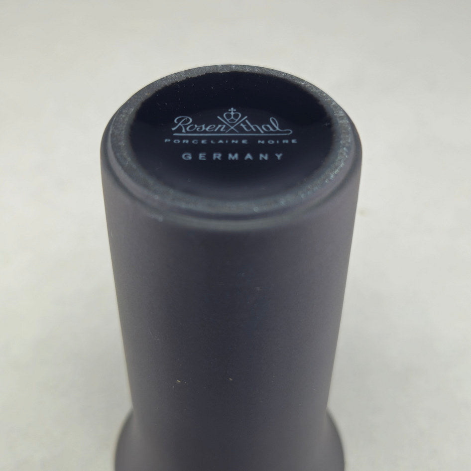 Rosenthal Porcelain Noire Pair of Matte Black Cylindrical Vases