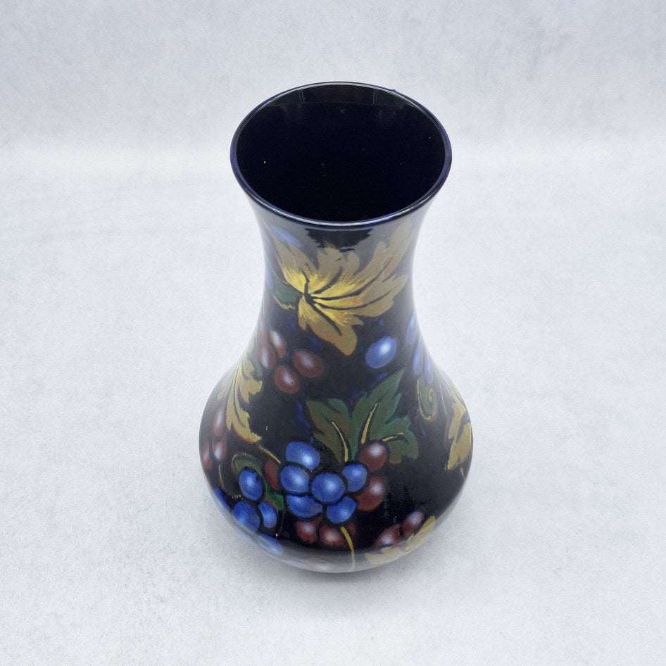 Royal Stanley Ware Jacobean Cobalt Grape Motif Vase