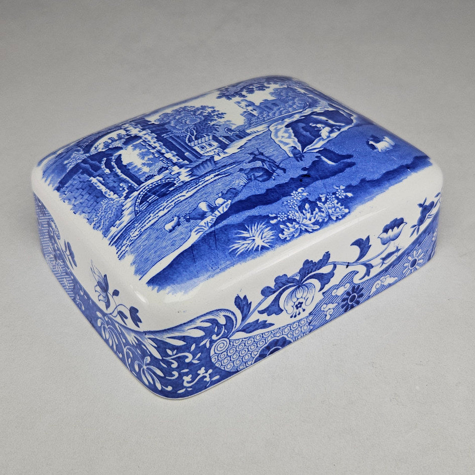 Spode Blue Italian Rectangular Covered Butter Dish