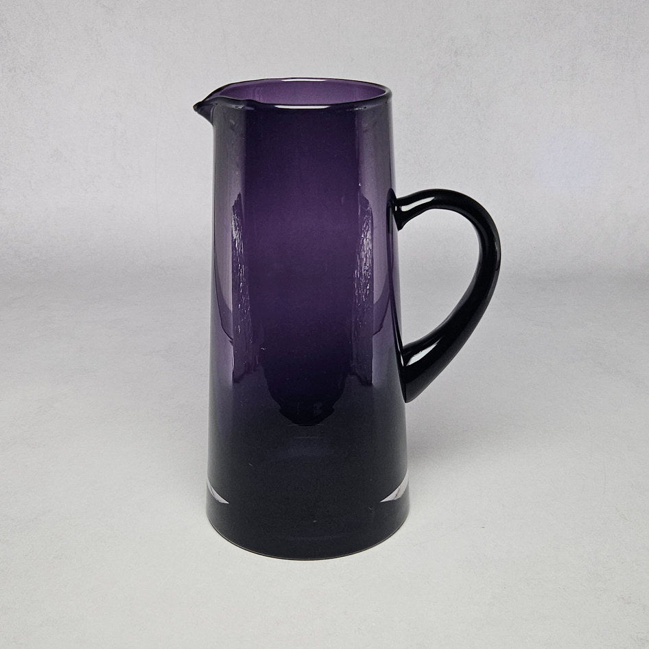 Tall Deep Amethyst Glass Pitcher with Dark Handle