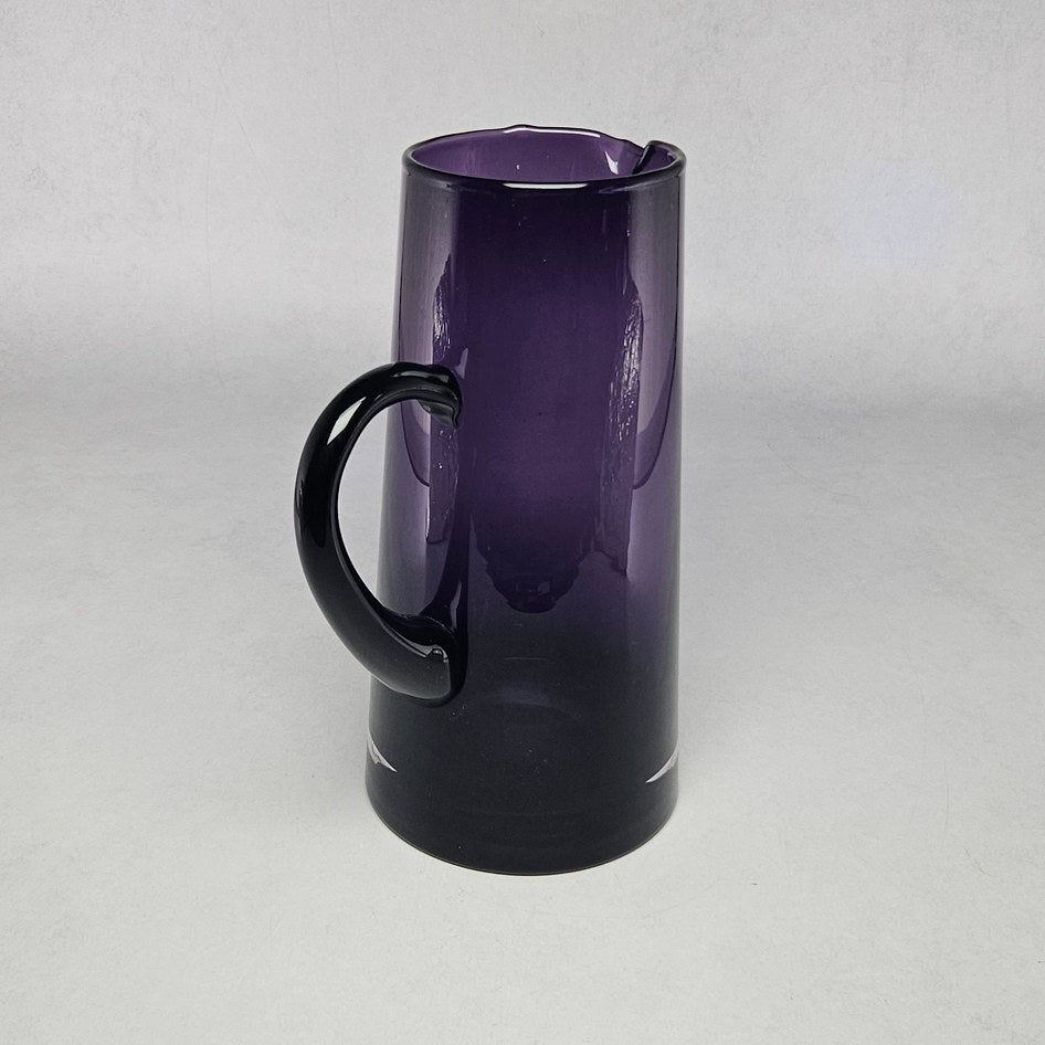 Tall Deep Amethyst Glass Pitcher with Dark Handle