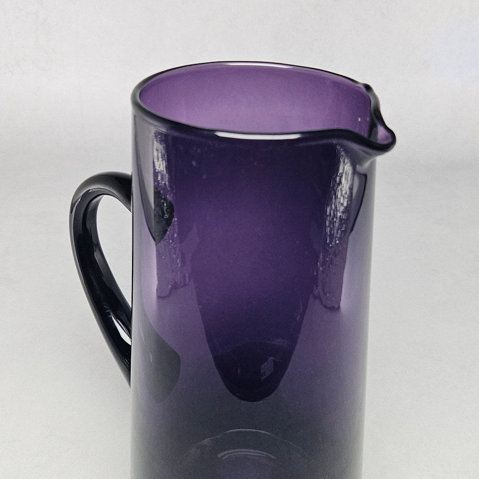 Tall Deep Amethyst Glass Pitcher with Dark Handle