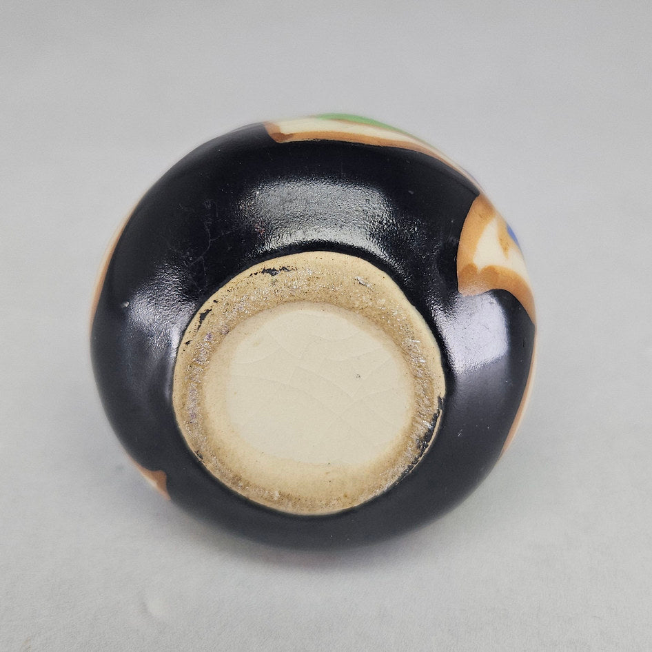 Unmarked Gouda-Style Polychrome Floral Ceramic Bud Vase