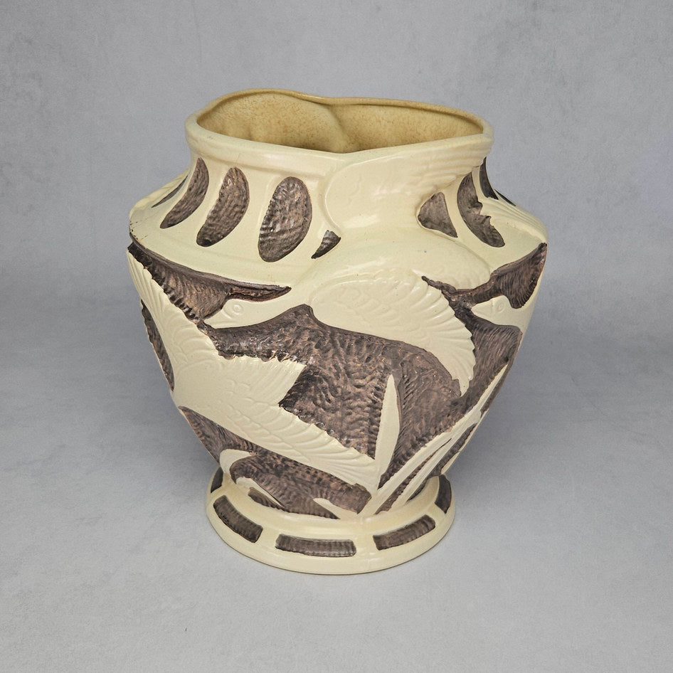 Burleigh Ware flying geese vase 4452, side angle view