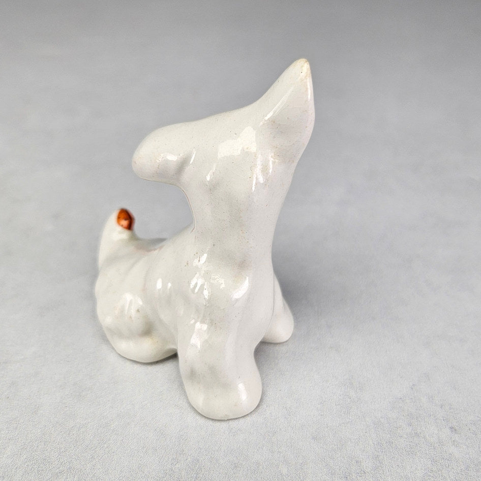 Beswick 805 white Scottie with ladybird figurine, ceramic product view 2