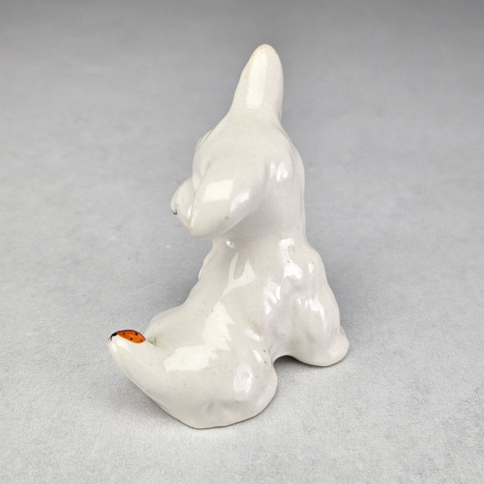 Beswick 805 white Scottie with ladybird figurine, ceramic product view 3
