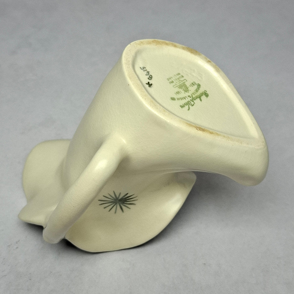 Vintage Burleigh Ware Cream and Black Ceramic Pitcher with Atomic Starburst Design