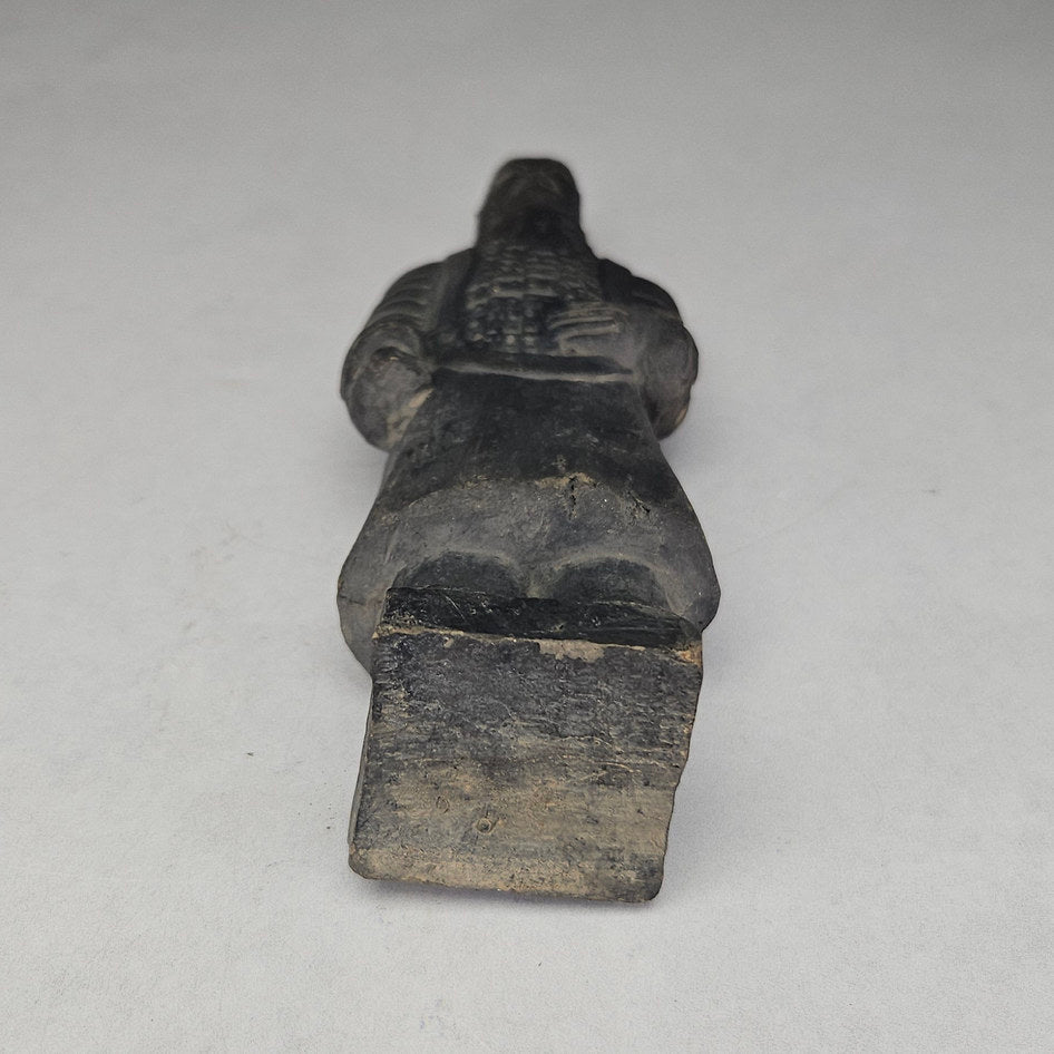 Vintage Chinese Terracotta Warrior Helmeted Standing Statue
