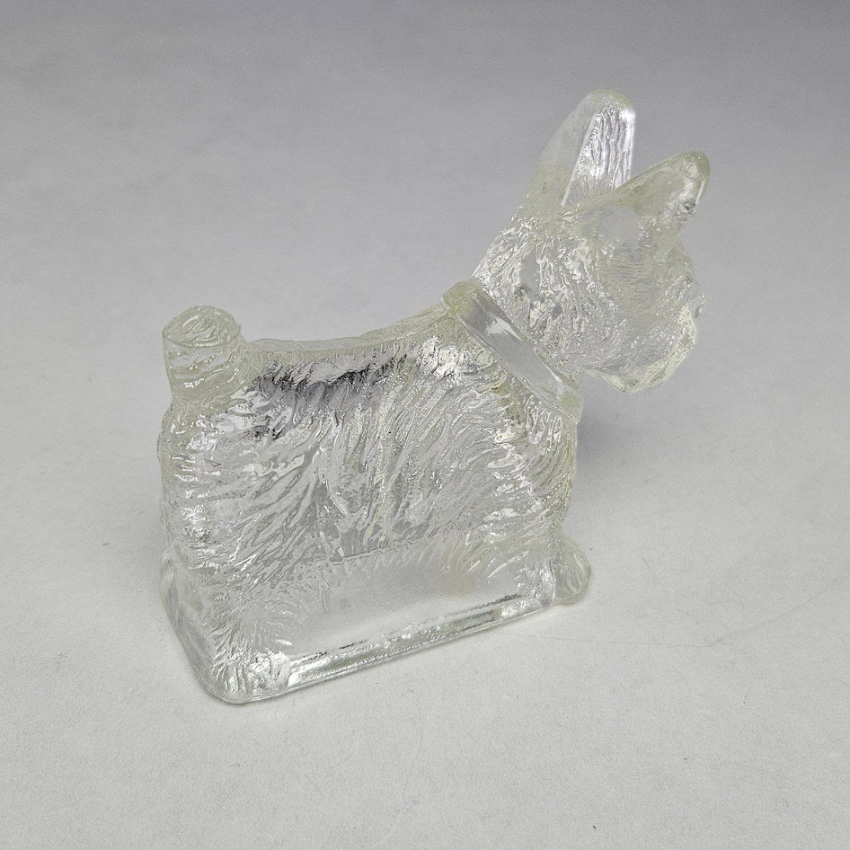 Vintage Clear Pressed Glass Scottish Terrier Candy Container