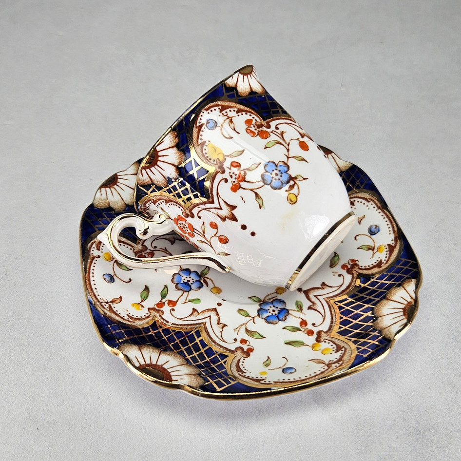 Overhead view of Flosmaron floral cup and saucer