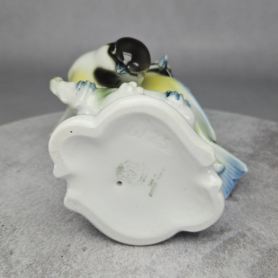 Gerold Porzellan blue tits figurine viewed from above
