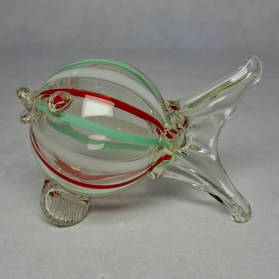 Vintage Hand-Blown Art Glass Striped Puffer Fish