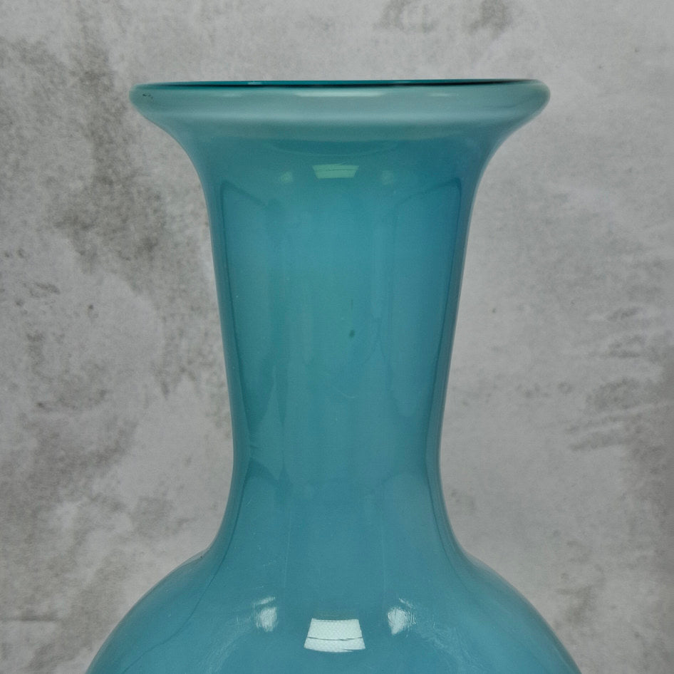 Vintage MCM Pale Blue Opaline Art Glass Vase in Danish Style