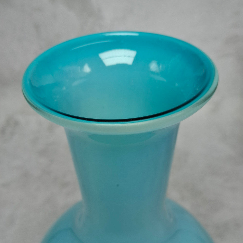 Vintage MCM Pale Blue Opaline Art Glass Vase in Danish Style