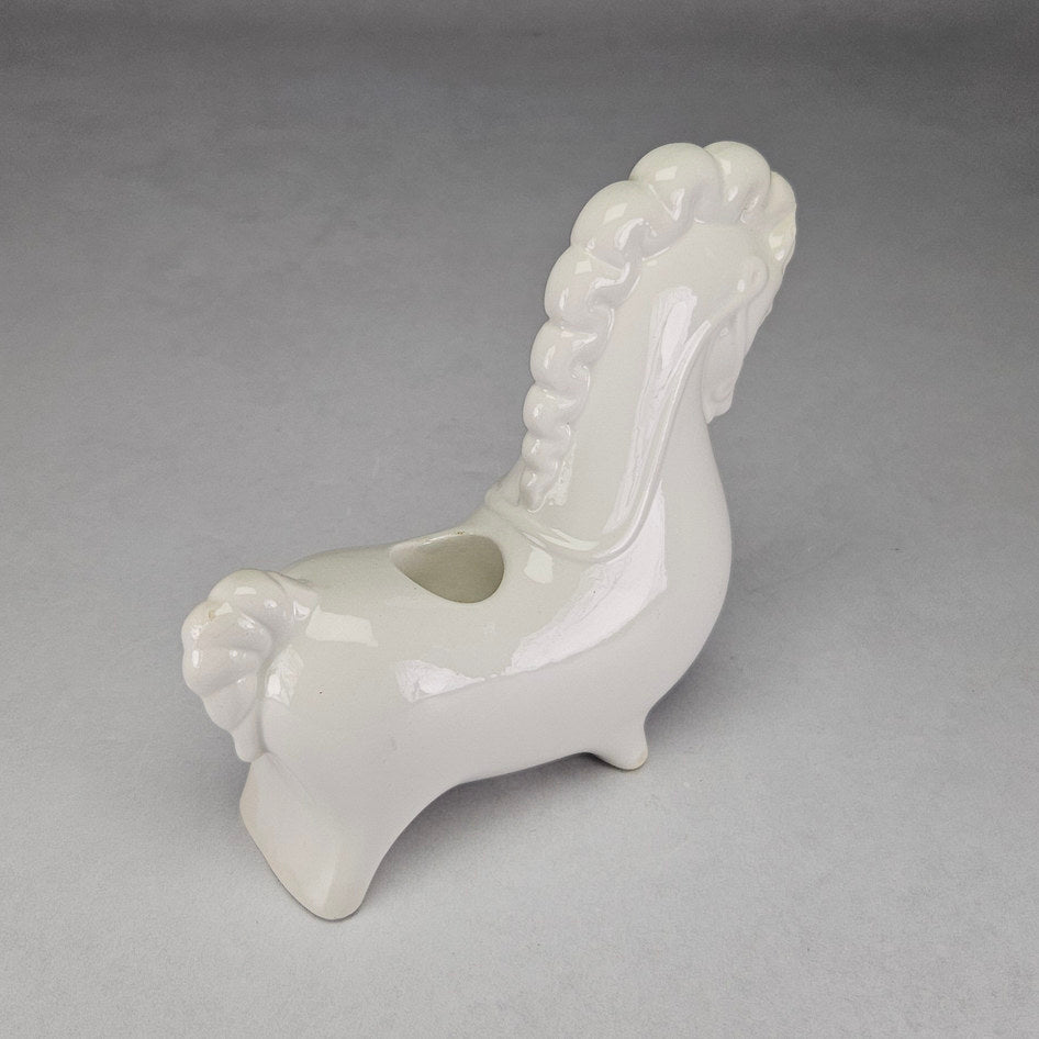 Vintage Mideramica White Ceramic Horse-Shaped Candle Holder