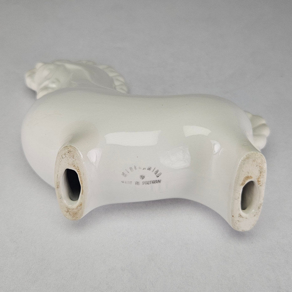 Vintage Mideramica White Ceramic Horse-Shaped Candle Holder