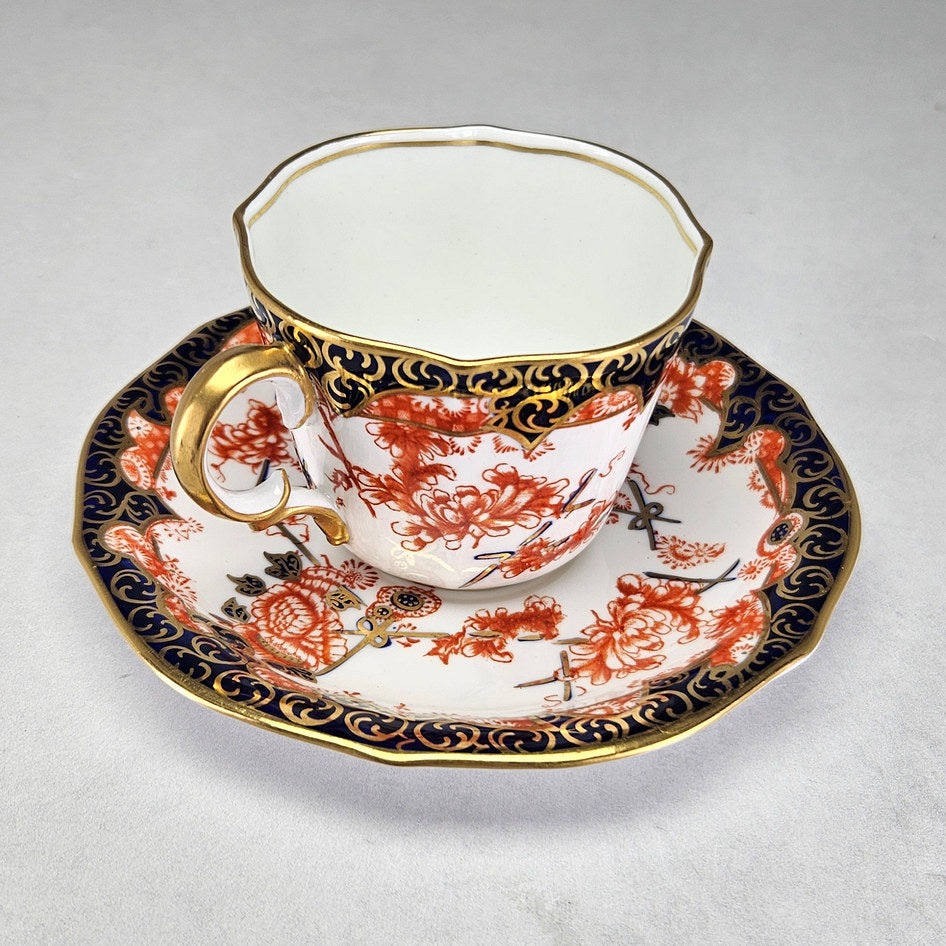 Derby 2649 cup and saucer with birds and red flowers