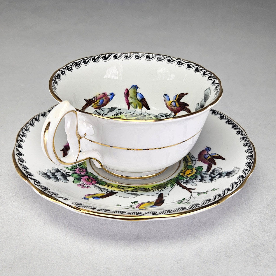 Royal Stafford bird cup and matching scalloped saucer