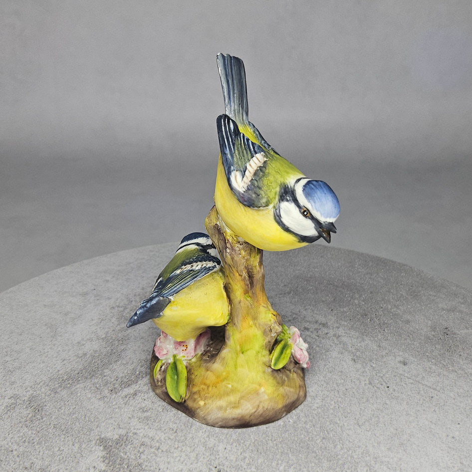 Royal Worcester blue tits figurine 3375, side angle view